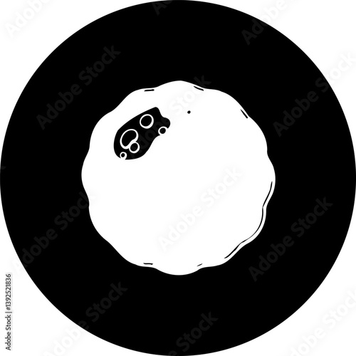 Abstract monochrome depiction of a celestial body set against a dark void