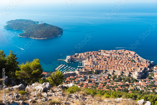 Fototapeta Naklejka Na Ścianę i Meble -  Old City of Dubrovnik near Adriatic Sea, Unesco World Heritage, Castle View, Croatia