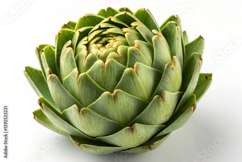 Artichoke, Fresh Green Vegetable with Edible Heart, Isolated on White stock photo