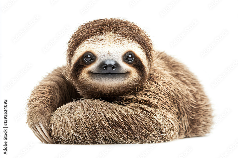 Naklejka premium a sloth is sitting on a white surface