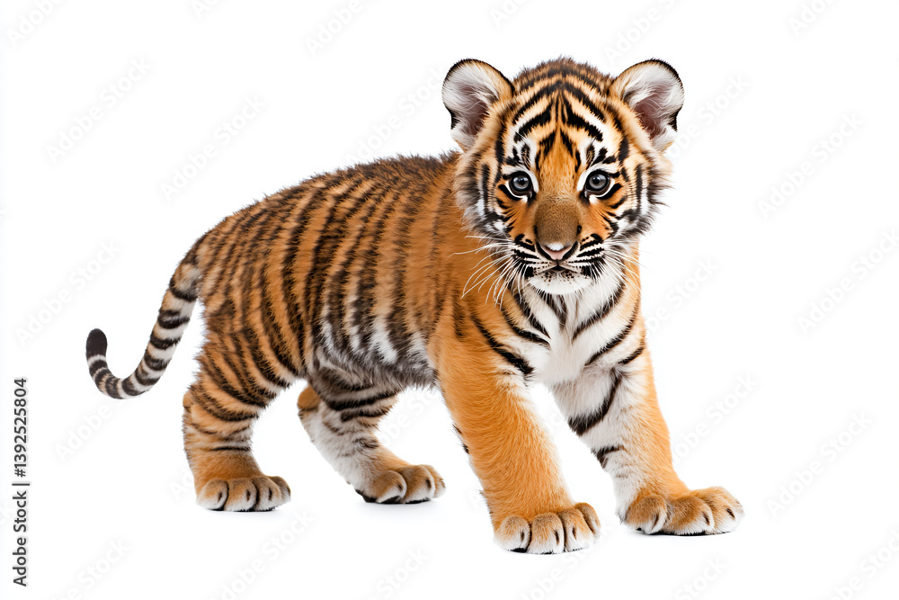 Fototapeta premium a tiger cub standing in the snow