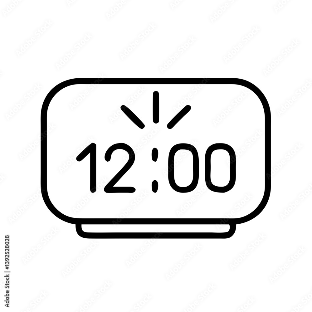 Digital clock icon showing twelve o'clock midnight or noon time vector design illustration outline 12 00 Digital clock icon showing twelve o'clock midnight or noon time vector design illustration outline 12 00