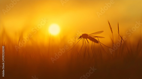 Wallpaper Mural Mosquito silhouette at sunset in golden field. Nature scene. Potential use Stock photo Torontodigital.ca