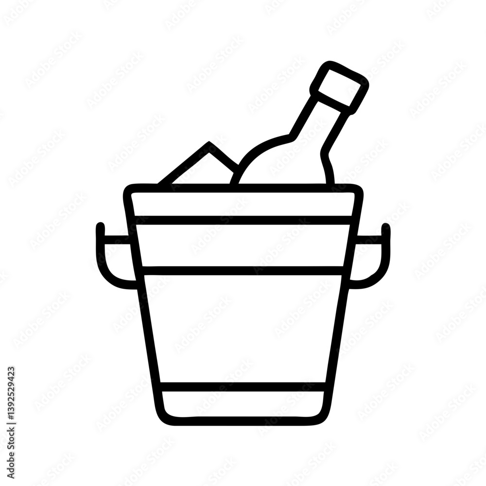 Ice bucket with champagne bottle vector icon for bar restaurant celebration and party design element Ice bucket with champagne bottle vector icon for bar restaurant celebration and party design element