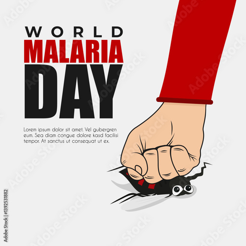 world malaria day with illustration of hand punching mosquito