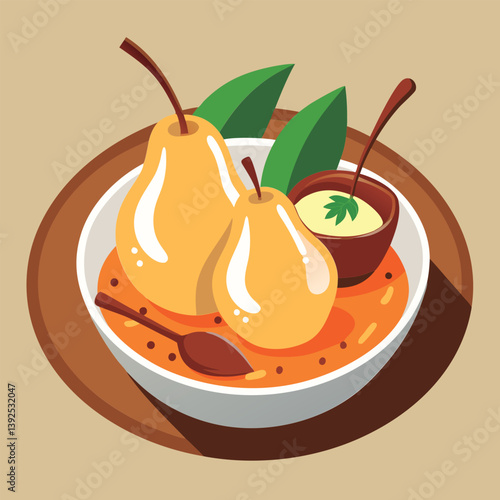 Delicious pears in a sweet sauce.