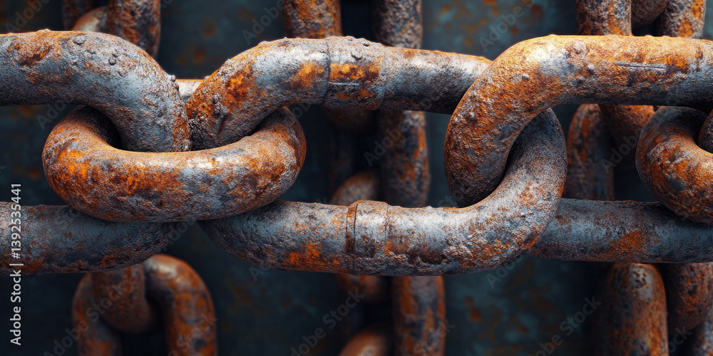 Close-Up of a Heavily Rusted Metal Chain. Close-Up of a Heavily Rusted Metal Chain.