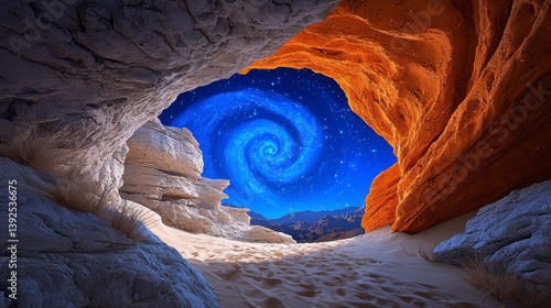 Wallpaper Mural Swirling Galaxy Night Sky Viewed From Sandstone Cave Torontodigital.ca