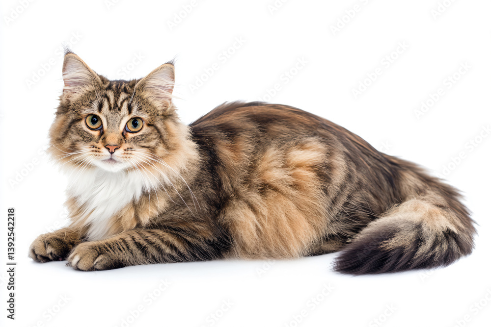 Obraz premium a cat is laying down on a white surface