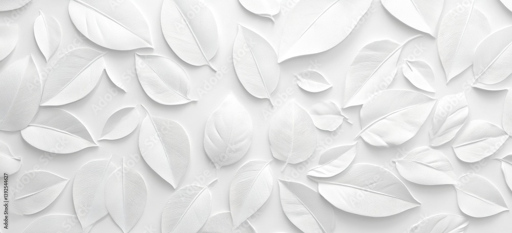 Fototapeta premium White Leaves Pattern Background