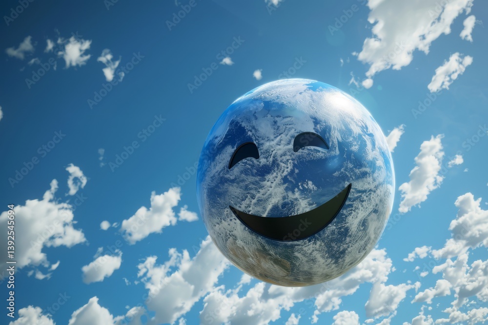 Fototapeta premium Optimistic Earth with Smiling Faces