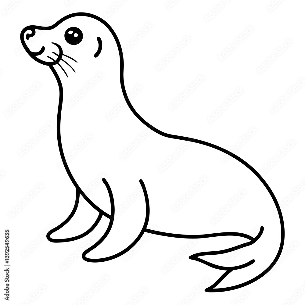 Seal in One Line Vector Art Seal in One Line Vector Art