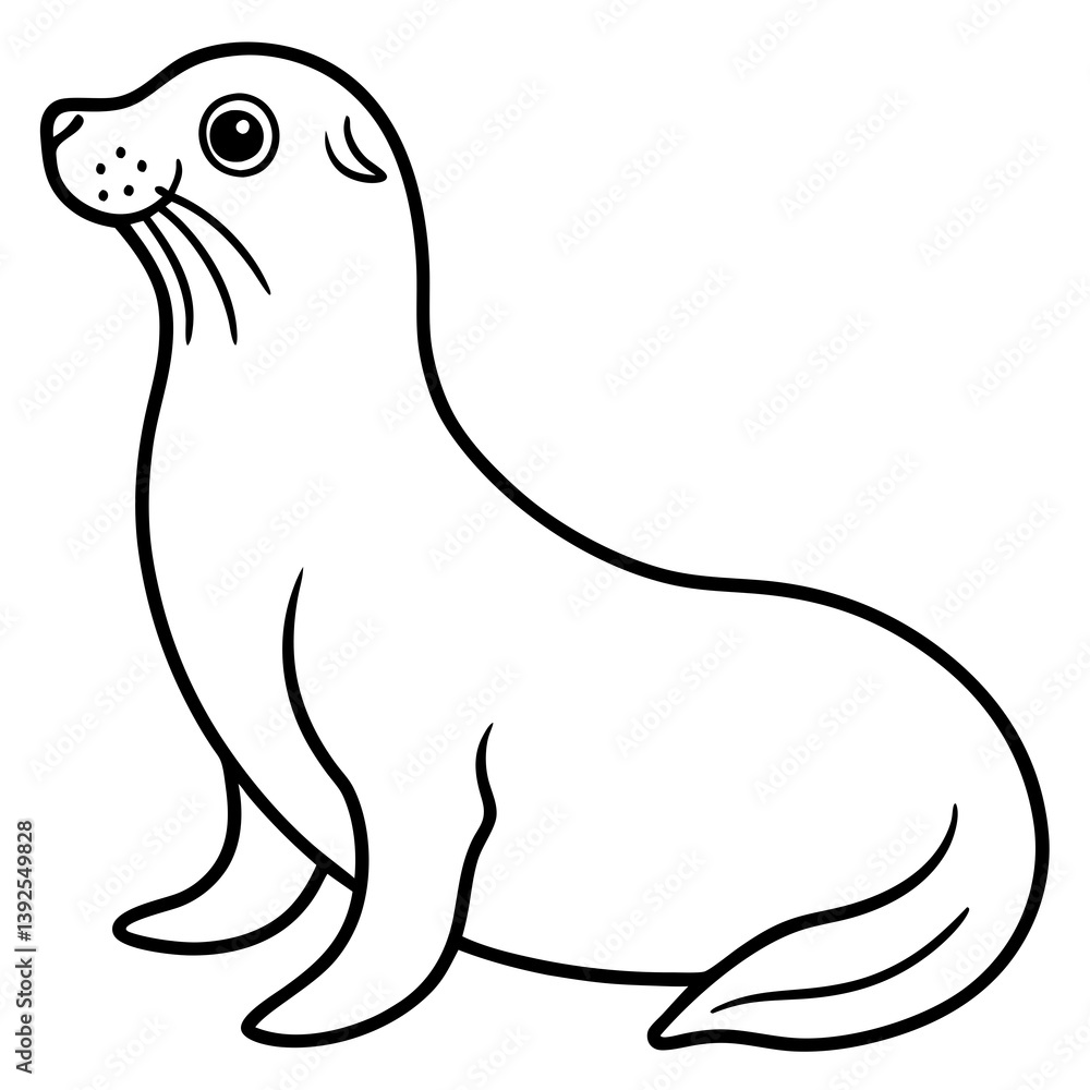 Seal in One Line Vector Art Seal in One Line Vector Art