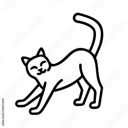 Cute stretching cat vector illustration for pet lovers and animal graphic design projects use this outline art 