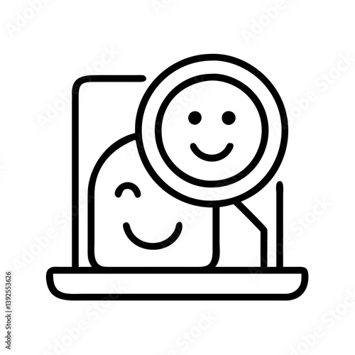 Happy face reflection icon vector illustration simple design for positive thinking and wellness concept