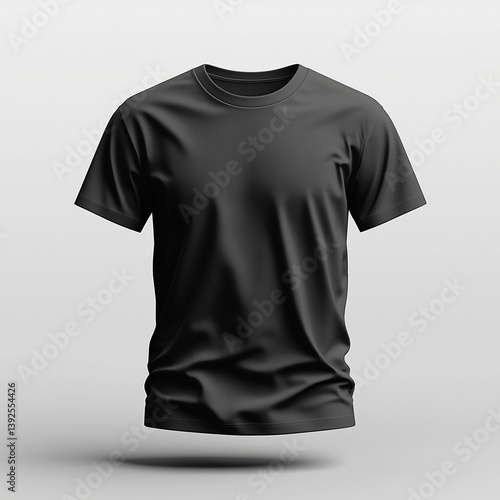3D Mockup of a Black T-Shirt Floating Generative AI