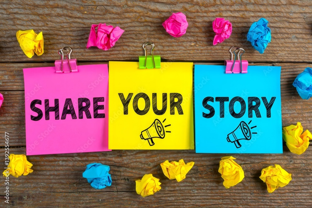 Fototapeta premium Post-it note share your story.