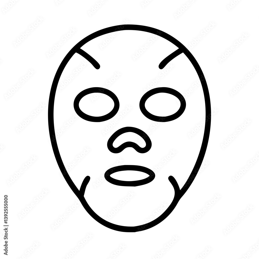 Fototapeta premium Sheet face mask vector icon for skincare beauty treatment and facial mask for spa and wellness 