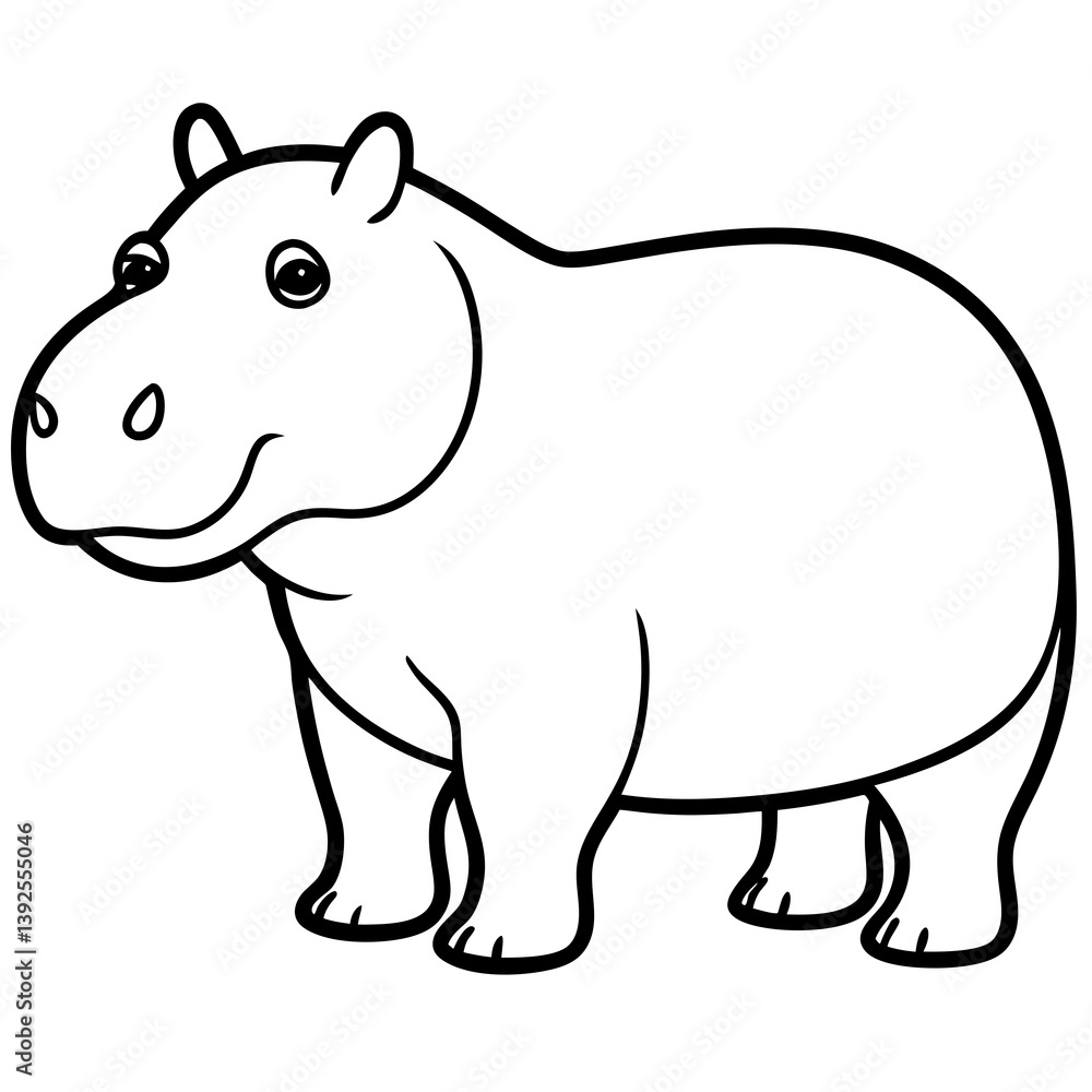 Fototapeta premium Simple Hippo Vector Design in One Line