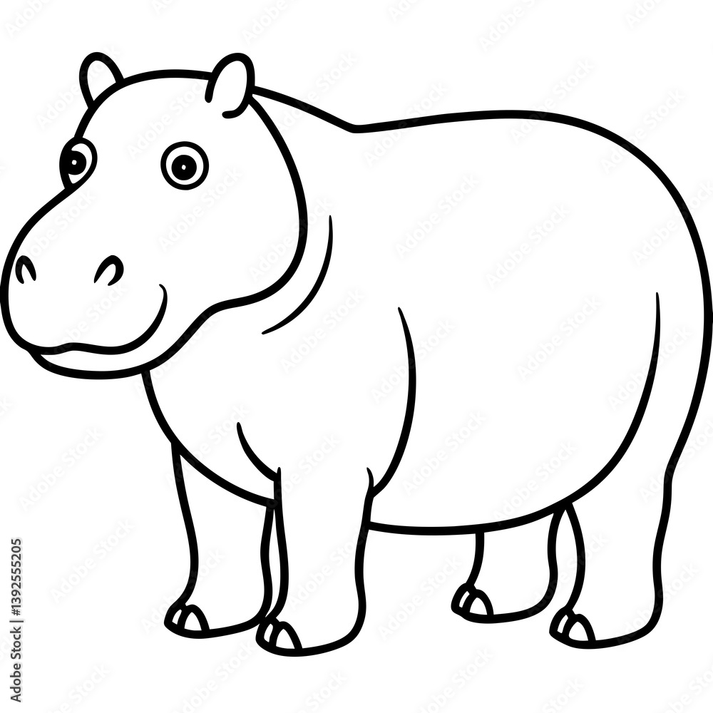 Fototapeta premium Simple Hippo Vector Design in One Line