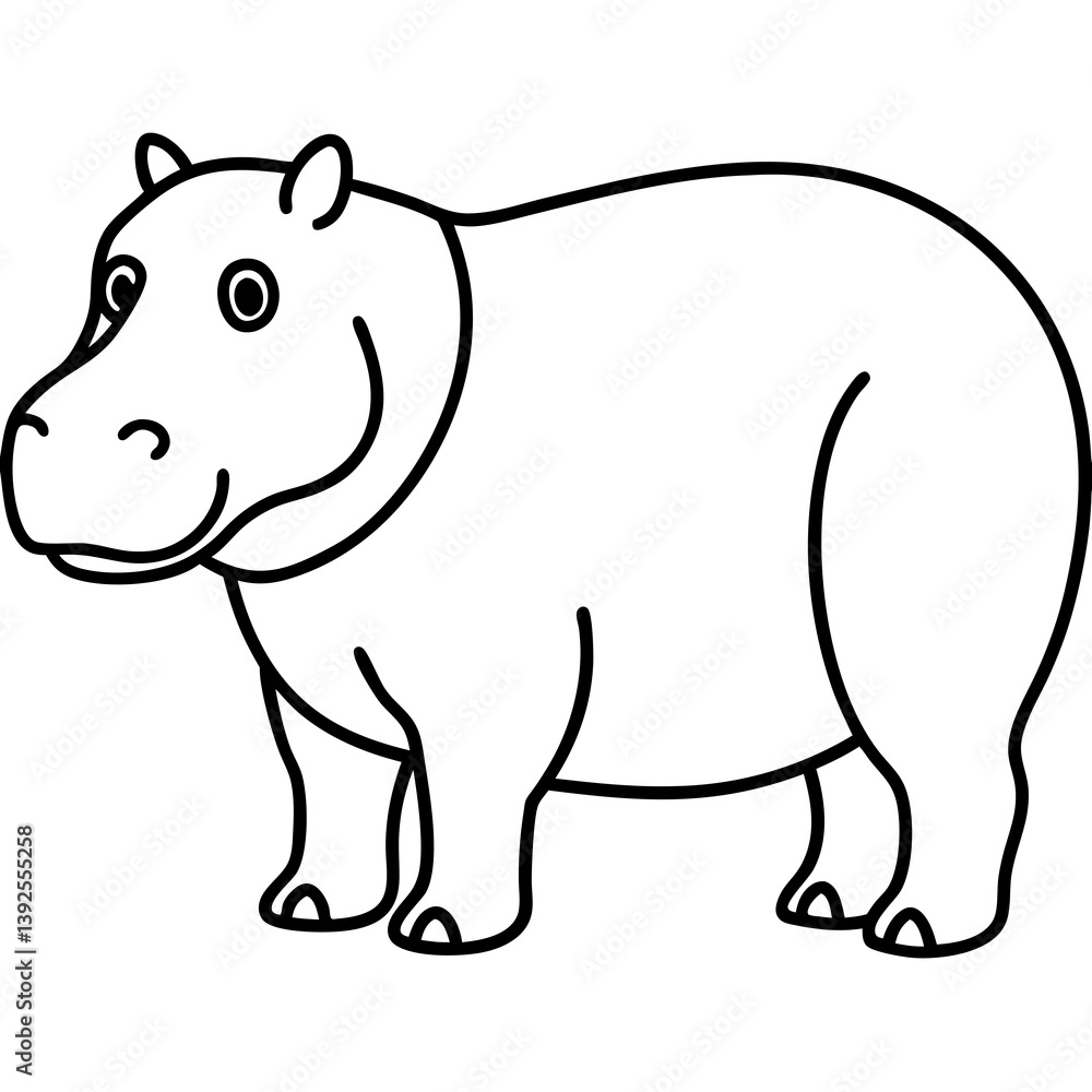 Fototapeta premium Simple Hippo Vector Design in One Line