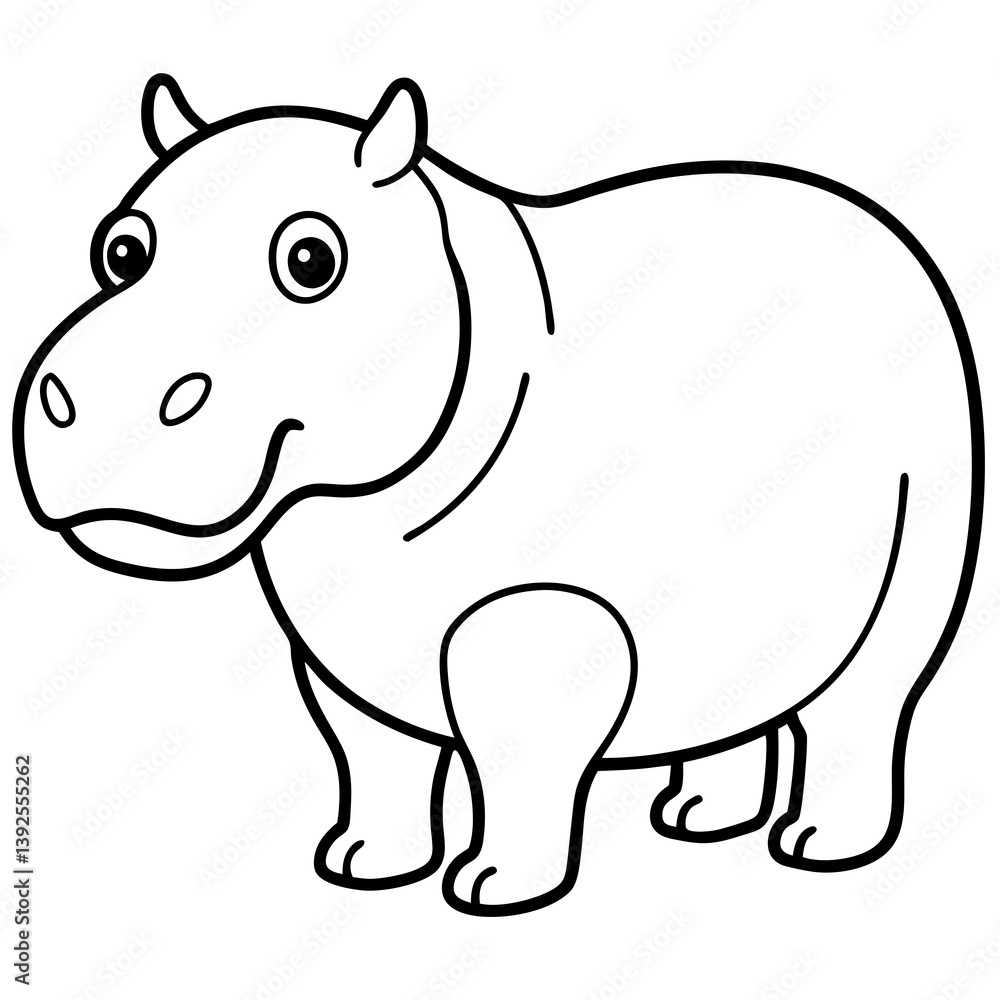 Naklejka premium Simple Hippo Vector Design in One Line