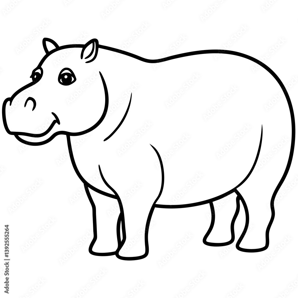 Fototapeta premium Simple Hippo Vector Design in One Line