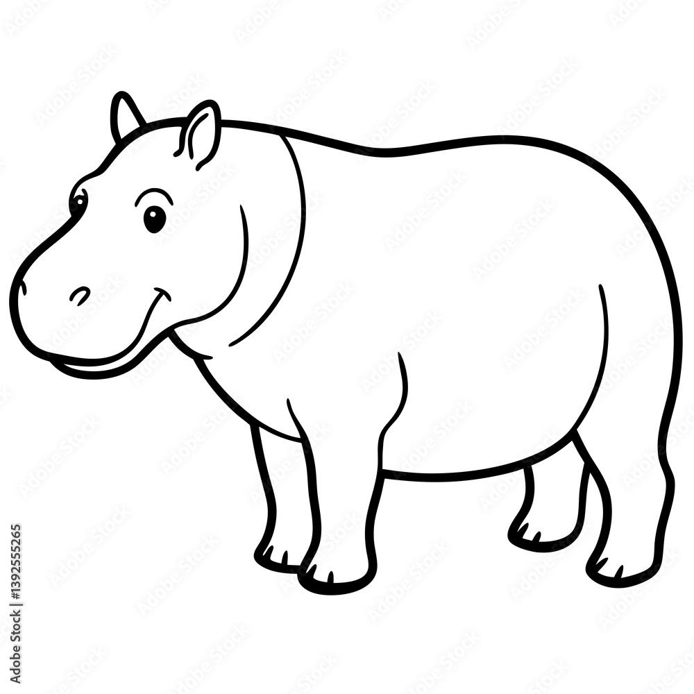 Fototapeta premium Simple Hippo Vector Design in One Line