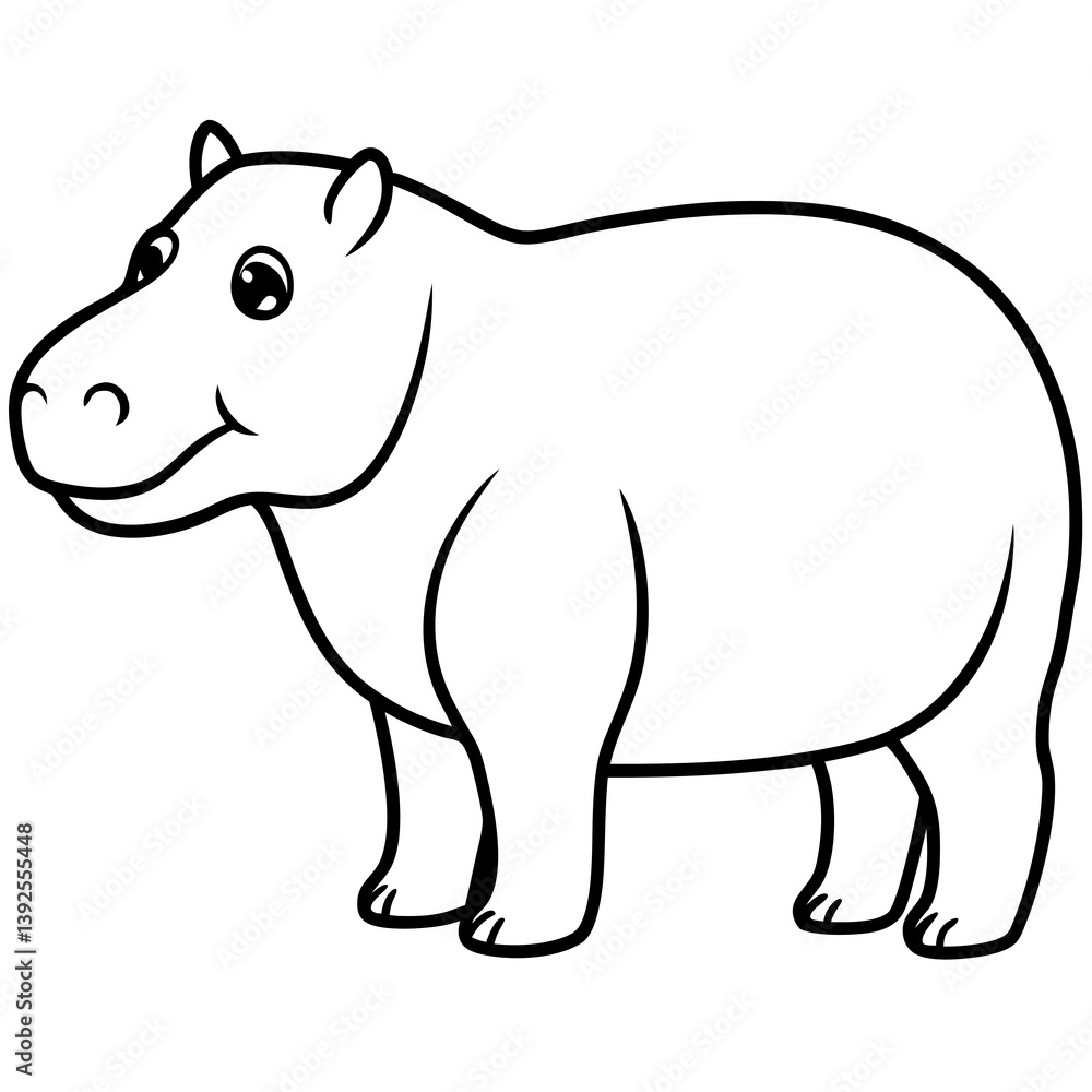Fototapeta premium Simple Hippo Vector Design in One Line