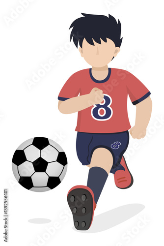 Energetic Soccer Player Dribbling Ball, Perfect for Sports Advertising and Editorial Use