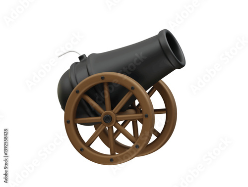 Cannon with a bomb on top icon 3d render illustration Cannon gun icon 3d render illustration
