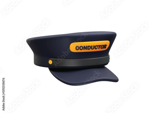Conductor's hat icon 3d. Conductor cap icon illustration 3d