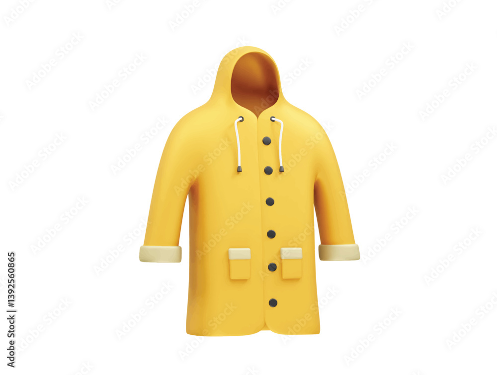 Raincoat with Hood icon 3d rendering illustration Raincoat with Hood icon 3d rendering illustration