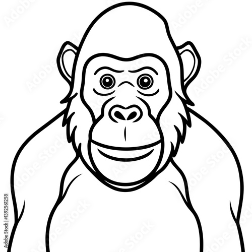 Simple Orangutan Outline Vector Illustration