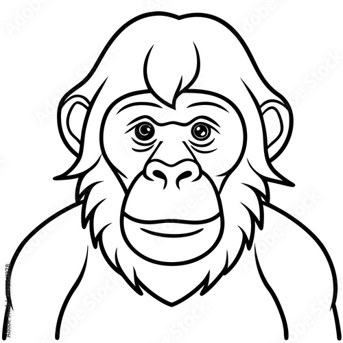 Simple Orangutan Outline Vector Illustration