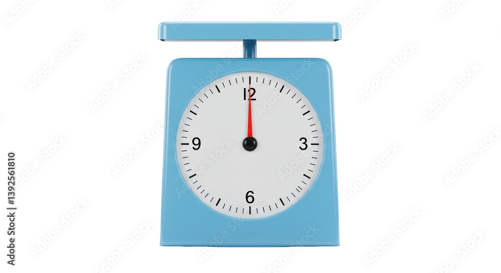 Isolated Light Blue Kitchen Scale with Clock Face Isolated Light Blue Kitchen Scale with Clock Face