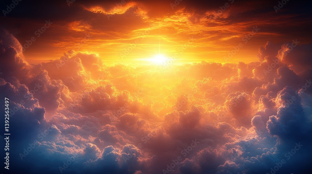 Fototapeta premium Fiery Sunset Through Clouds