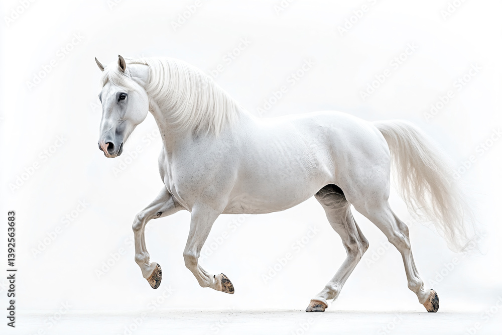 a white horse running on a white background a white horse running on a white background