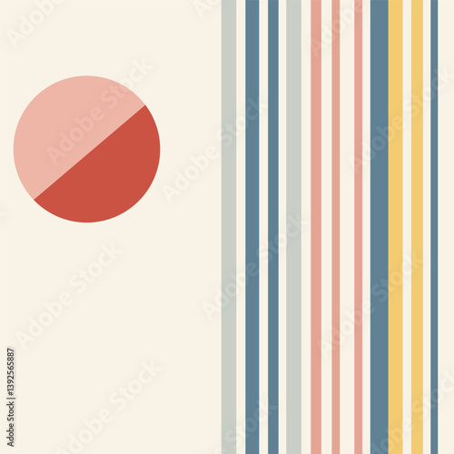 Colorful Abstract Geometric Background with Lines and Circle Vector Illustration