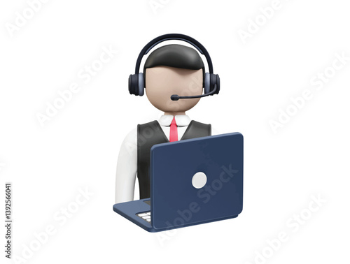 call center operator icon 3d render. Customer support icon 3d render illustration