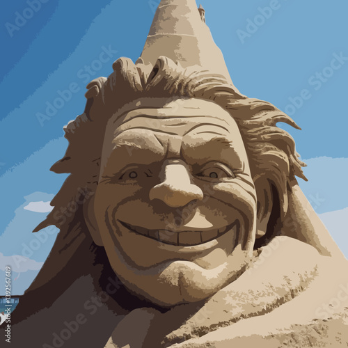 Sand castle with face