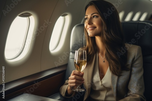 Luxury businesswoman enjoying champagne flight