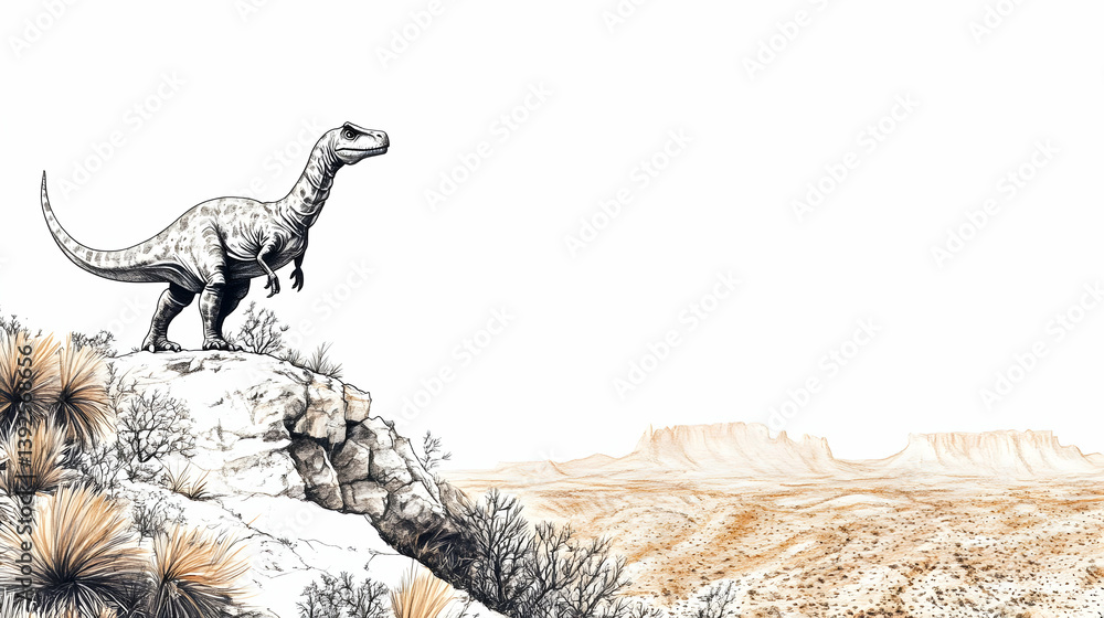 Obraz premium drawing a dinosaur cartoon illustration