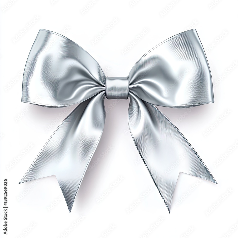 Elegant silver satin ribbon bow Elegant silver satin ribbon bow