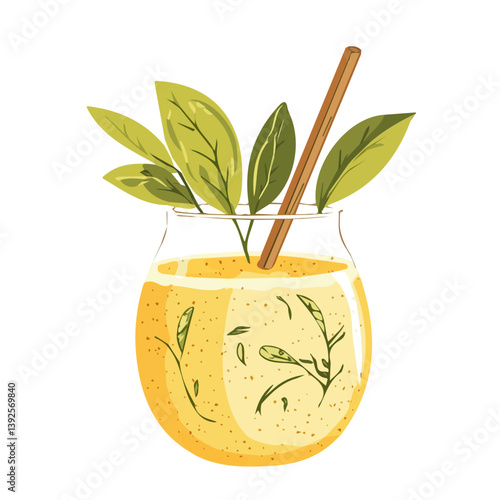Simple Hand-drawn painting of colorful Yerba Mate. Trendy abstract minimal style. Natural fresh. Vector illustration isolated on white background, vector illustration, Eps format