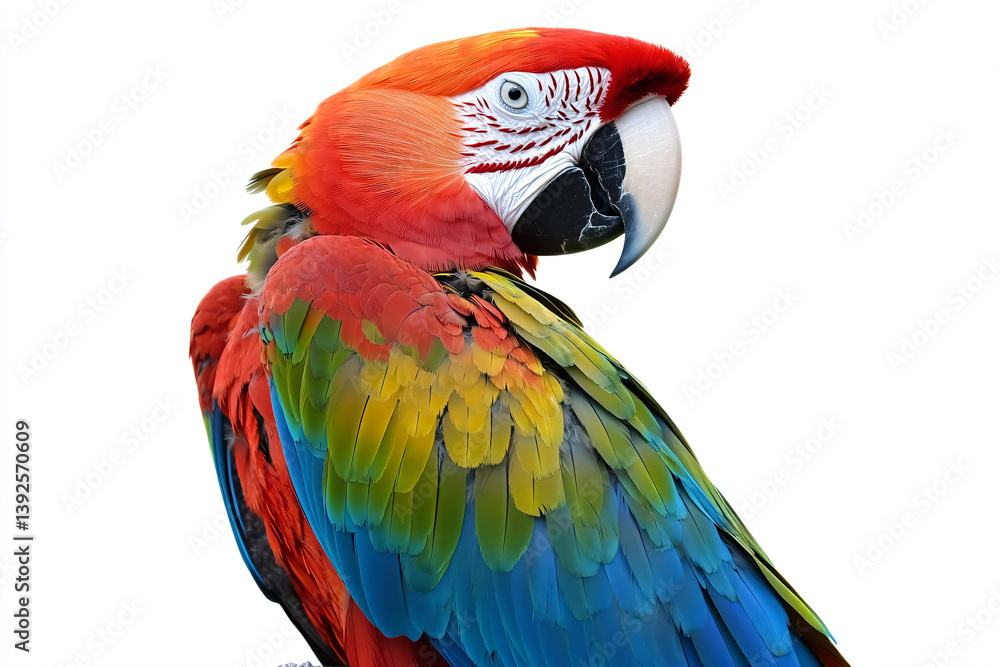 Naklejka premium a colorful parrot sitting on top of a wooden post