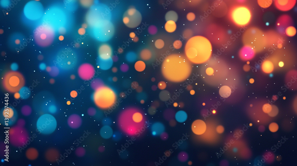 Abstract colorful bokeh lights with blue background creating a festive and magical atmosphere Abstract colorful bokeh lights with blue background creating a festive and magical atmosphere