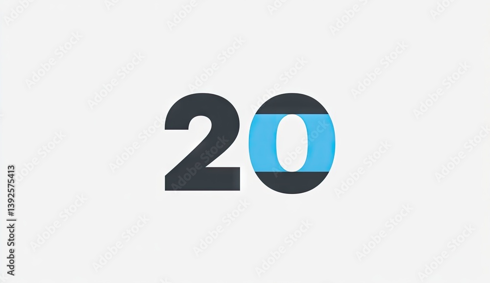 Modern, minimalist design featuring the number 20