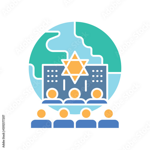 diaspora color flat line icon.