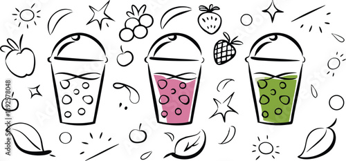 Refreshing Fruit Smoothies Summer Drinks, Healthy Beverages